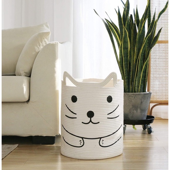 85L Large Jute and White Woven Laundry Hamper (22.05 in. x  Large Woven Laundry Basket Storage with Handle